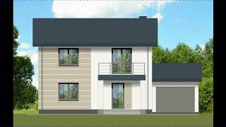 ? ПРОЕКТ ДОМА 2 этажа с гаражом 8х9 из газобетона 100м2