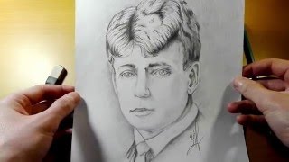 Сергей Есенин, нарисованный карандашом
