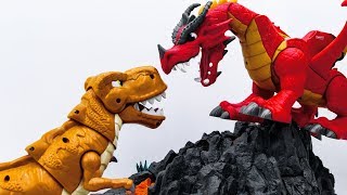 Power Rangers & Marvel Avengers Toys Pretend Play | T REX vs DRAGON