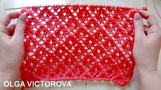 Ажурный узор ромбики Вязание спицами 322