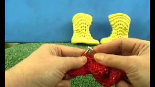 Как связать пинетки-сапожки на двух спицах - 9 / How to knit baby booties shoes very easy - 9