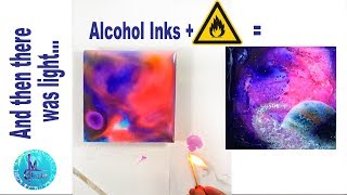 Inked Space - Ink, FIRE, Acrylic swipe, Glass, Glitter and Resin - all you need for success ;)