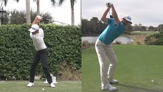 DUSTIN JOHNSON - LONG DRIVER GOLF SWING SYNCED REG & SLOW MOTION 1080p HD