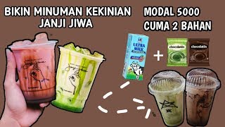 Rahasia minuman kekinian janji jiwa ll es susu matcha & es soklat (susu coklat)