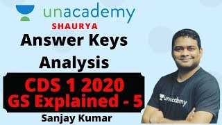 CDS 1 2020 GS Answer Keys | CDS 1 2020 GK Answer Key - 5 | CDS 1 2020 Answer Key Analysis