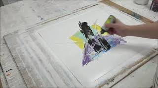 Pintando un cuadro abstracto con Acrílicos / facil Espátula / Formas 155