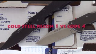 Cold Steel Recon 1 vs Cold Steel Code 4 (Part 1 of 2) - Quick Comparison & Review