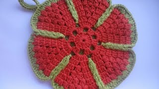 Прихватка ЦВЕТОК Часть-2 Holder under a hot Crochet Part-2