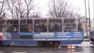 Trams in Kraków, Poland - 10th January, 2012