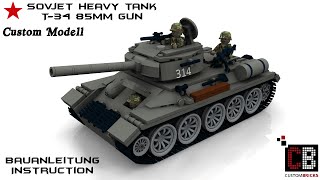 Custom WW2 WWII Sovjet haevy Panzer Tank T-34/85 aus LEGO ® Steinen