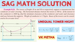 problem solving on sag :05( Unequal tower hight) ||  Power system analysis || Bangla