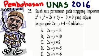 un sma 2016 matematika pembahasan no 25 , garis singgung lingkaran