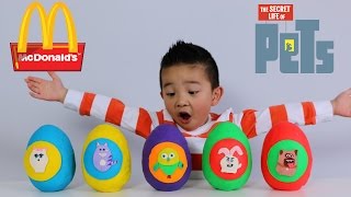 The Secret Life of Pets McDonalds Happy Meal Toys Play-Doh Surprise Eggs Ckn Toys
