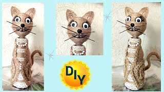 Кошка из джута. Отличный подарок . DIY/рукоделие.