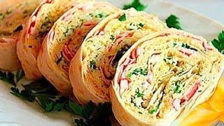 Рулет из лаваша с колбасой и сыром! Рулет из лаваша с ветчиной и свежим огурцом.