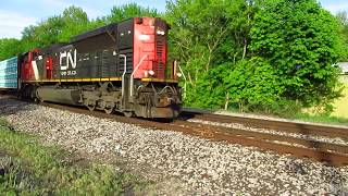 CN SD70M-2 slows down while moving the local freight train