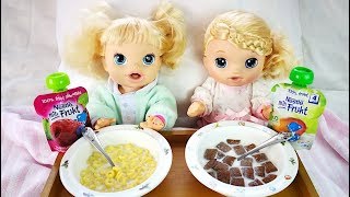 Куклы Пупсики ЗАВТРАК В ПОСТЕЛЬ  Мультик Для детей Девочки Беби Элайв Кушают Как мама