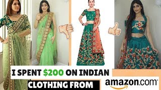 I SPENT $200 ON INDIAN CLOTHING FROM AMAZON| TRYING ON CHEAP LEHENGAS AND SAREES