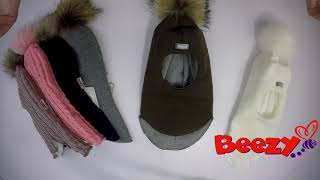 Шапки шлемы  Beezy ТМ для детей с меховыми помпонами арт 1801 и 1802