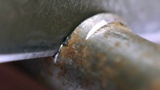 Закалка ножа в холодное масло и рубка гвоздя 300мм