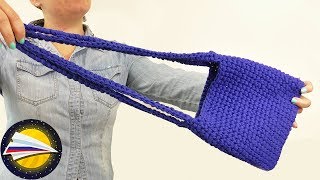 Пляжная сумка крючком | Простой способ вязания для начинающих | Вяжем летнюю сумку