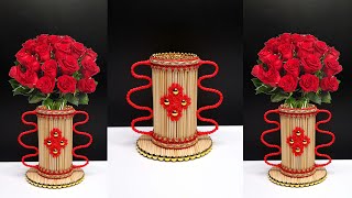 Ide Kreatif Vas bunga dari Tusuk sate | How to make Flower Vase Bamboo Stick Craft Ideas