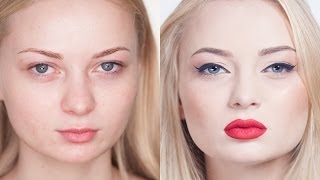 Hollywood make-up. Голливудский макияж. Красные губы. Урок профессионального визажа. (Урок №21)