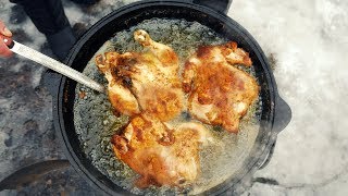 КУРИЦА ФРИ В СОУСЕ В КАЗАНЕ НА КОСТРЕ