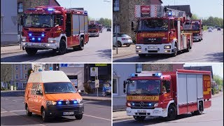 HLF20 + DLK23/12 + GW-G der Feuerwehr Stolberg & Entstördienst RegioNetz + FuStKw Polizei NRW