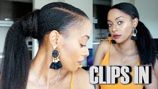 COMMENT FAIRE UNE QUEUE DE CHEVAL AVEC DES CLIPS INS SUR CHEVEUX CRÉPUS⎮Maggy Kloset