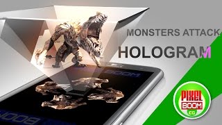 MONSTERS ATTACK Screen UP - Pyramid Hologram Technology - PixelBoom CG