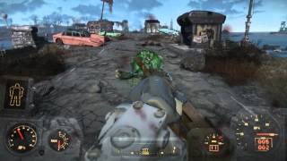 Fallout 4 - Glowing Mirelurk + Mirelurk Hunter  Missile Launcher Gameplay at Gibson Point Pier PS4