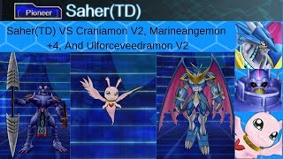Digimon Links Saher(TD) VS Craniamon V2, Ulforceveedramon V2, And Marineangemon +4