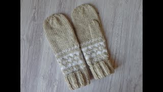 Варежки спицами простым жаккардом