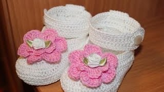 Сандали спицами для начинающих-для детей.Baby booties.Простые детские пинетки на двух спицах