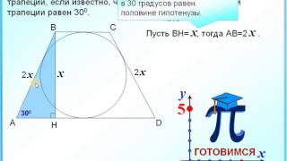 Задание 26 Описанная равнобедренная трапеция  Площадь трапеции