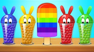 KidsCamp - Learn Colors With Bunny Mold And Balls For Ice Cream Popsicles Finger Family Rhymes