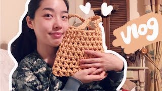 #95 본가에서 네트백 (엄마가)뜨고, 친구 만나 샤브샤브 먹는 일상 I 김갈릭