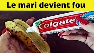 Après avoir commencé à utiliser la peau de banane avec du dentifrice mon mari ne me laisse pas seul