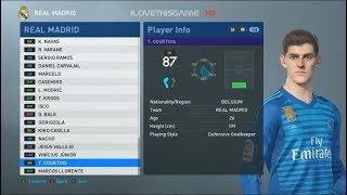 PES 2019 FACE & PLAYER RATING : Real Madrid