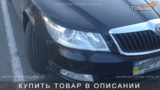Реснички на фары Шкода Октавия А5. Накладки фар Skoda Octavia A5. AOM Tuning. Тюнинг запчасти. Обзор
