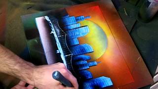 Simple Sunset Skyline - Spray Paint Art