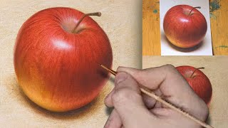 Как рисовать яблоко реалистично. Фрукты. How to Draw an apple realistic. Fruit